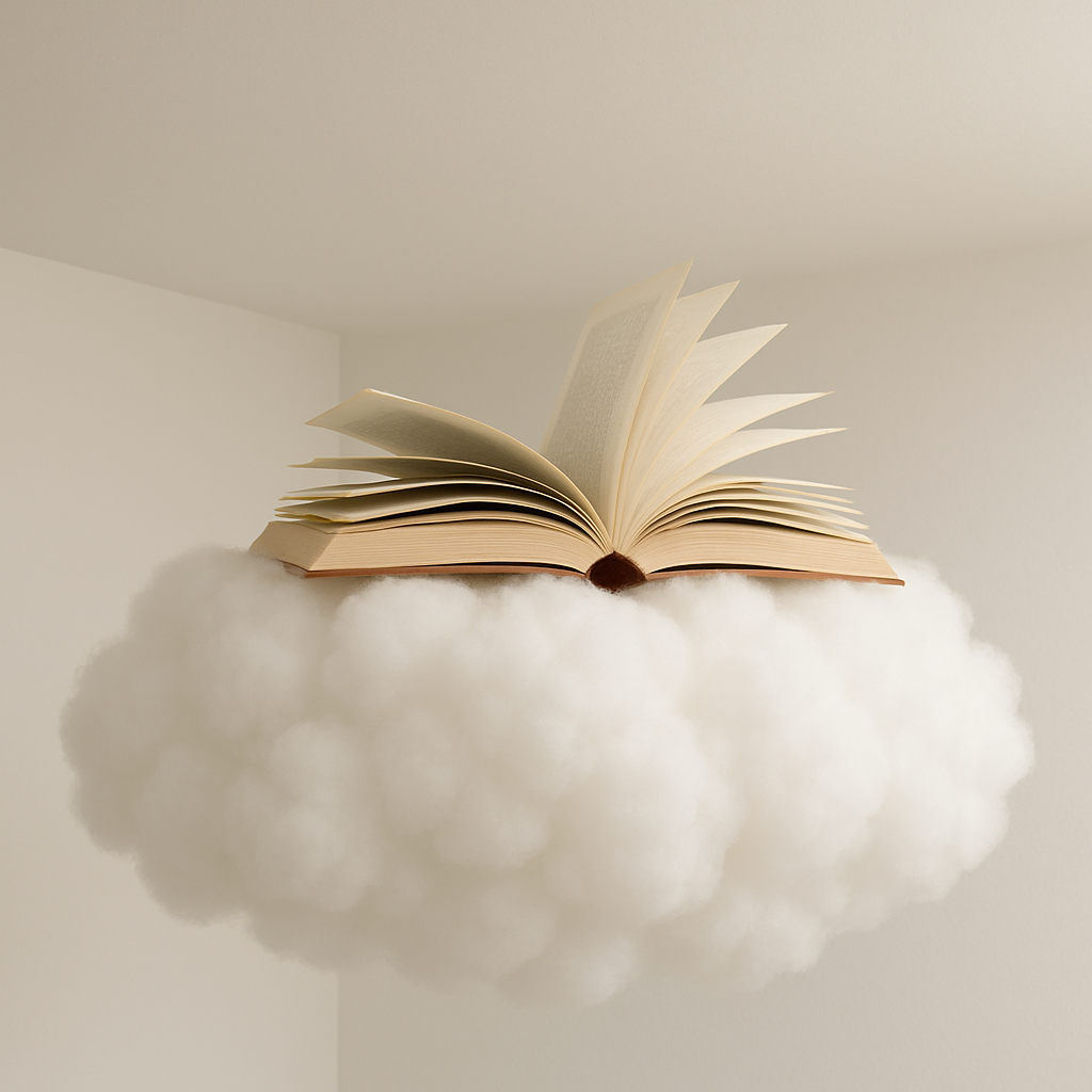 open book on a white cloud